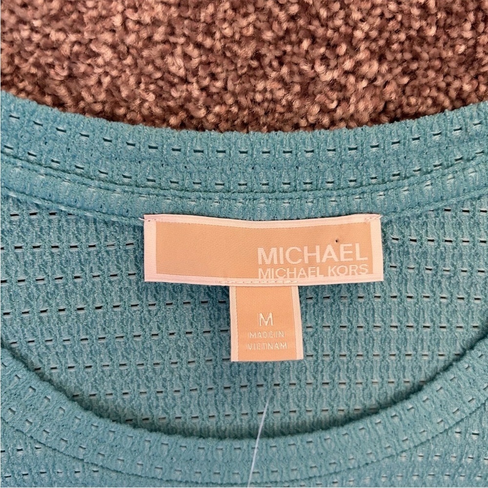 Michael Kors Women's Short Sleeves Turquoise Top Size M - Medium - NWT $98 - Picture 11 of 15
